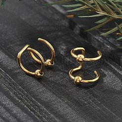 304 Stainless Steel 2 Line Round Clip on Nose Rings&nbsp;AJEW-A062-02G