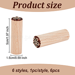 6Pcs 6 Styles Round Wooden Traditional Chinese Moon Cake Stamps&nbsp;AJEW-OC0004-20