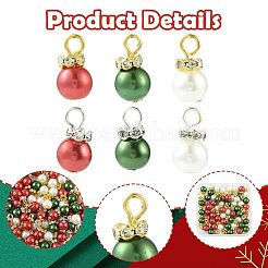60Pcs 3 Colors Christmas Glass Pearl Pendants&nbsp;PALLOY-FS00066