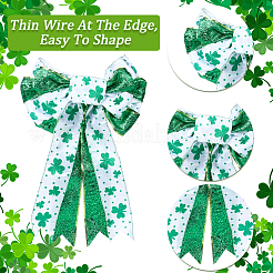 Polyester Clover Pattern Bowknot for Saint Patrick's Day Party Decorations&nbsp;AJEW-WH20080-04B