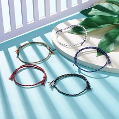 5Pcs Macrame Cotton Braided Cord Anklets Set&nbsp;AJEW-AN00486-05