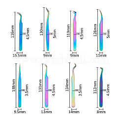 8Pcs 8 Styles 430 Stainless Steel Eyelash Tweezers Clips&nbsp;TOOL-FH0001-57