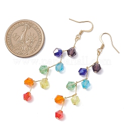 304 Stainless Steel Glass Bicone Dangle Earrings&nbsp;EJEW-JE06717