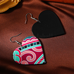 Printed Acrylic Dangle Earrings for Women&nbsp;WG7422D-01