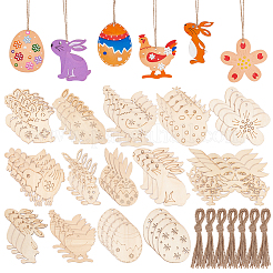 Easter Theme Unfinished Wood Pendant Decorations&nbsp;HJEW-WH0043-58