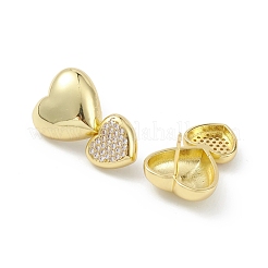 Heart Rack Plating Brass Cubic Zirconia Stud Earrings for Women&nbsp;EJEW-K245-14G