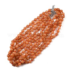 8mm Faceted Round Natural Red Aventurine Beaded Necklaces&nbsp;NJEW-F327-01A-04