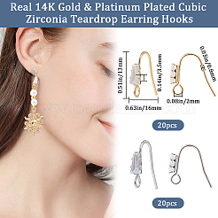 40Pcs 2 Colors Brass Earring Hooks&nbsp;KK-BBC0010-84