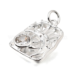Brass Pave Clear Cubic Zirconia Pendants&nbsp;CU-CBAEEA8-31S