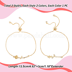 4Pcs 2 Colors Brass Chain Bracelet&nbsp;BJEW-GA00002