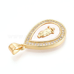 Brass Micro Pave Clear Cubic Zirconia Pendants&nbsp;KK-N268-23G
