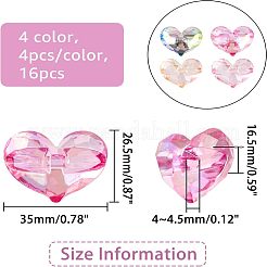 16Pcs 4 Colors Transparent Acrylic Beads&nbsp;MACR-FH0001-14