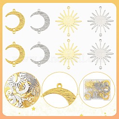 24Pcs 4 Styles Rack Plating Brass Connector Charms&nbsp;KK-FS0002-03