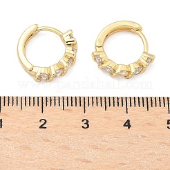 Flat Round Brass Micro Pave Clear Cubic Zirconia Hoop Earrings&nbsp;EJEW-Z102-19G