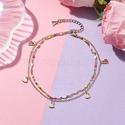 304 Stainless Steel Enamel Link Chains Anklets&nbsp;AJEW-AN00589-03