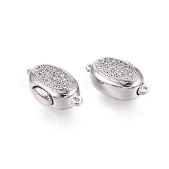 Brass Micro Pave Clear Cubic Zirconia Box Clasps&nbsp;KK-Q074-06P