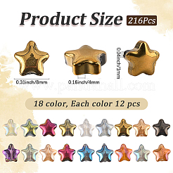 216Pcs 18 Colors Electroplate Glass Beads&nbsp;RABO-PA0001-01