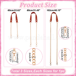 3Pcs 3 Style PU Leather Curb Chain Bag Straps&nbsp;FIND-WR0010-42A