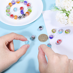 28Pcs 7 Colors Luminous Handmade Gold Sand Lampwork Beads&nbsp;LAMP-GL0002-02