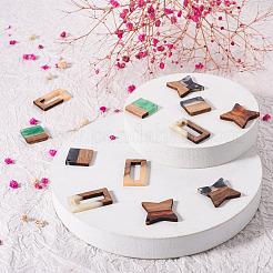 12Pcs 6 Styles Transparent Resin & Walnut Wood Pendants&nbsp;RESI-CW0001-14
