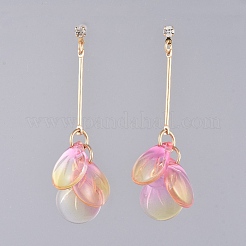 Glass Cluster Beads Dangle Ear Studs&nbsp;EJEW-JE03915-01