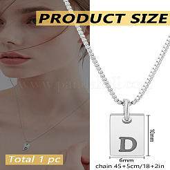 1Pc Stainless Steel Letter Rectangle Pendant Necklaces&nbsp;NJEW-LP0001-34D-P