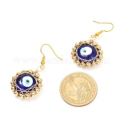Evil Eye Flat Round Lampwork Dangle Earrings for Girl Women&nbsp;EJEW-JE04677