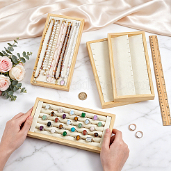 4Pcs 4 Styles Rectangle Wood & Velveteen Jewelry Organizer Display Trays for Rings Earrings Necklaces Bracelets&nbsp;ODIS-TW0001-10
