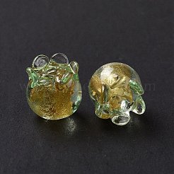 Handmade Gold Foil Lampwork Glass Beads&nbsp;X1-LAMP-G158-02B