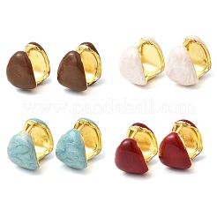 Brass Enamel Hoop Earrings&nbsp;EJEW-P333-06G