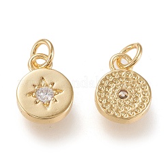 Brass Micro Pave Clear Cubic Zirconia Charms&nbsp;ZIRC-K086-06G