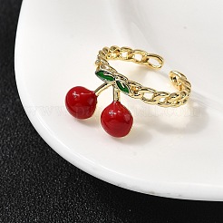 Brass Enamel Open Cuff Rings&nbsp;RJEW-K267-03B-G