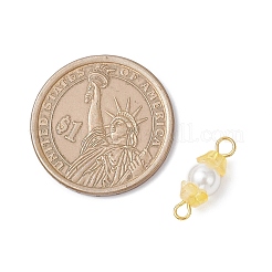 Baking Paint Pearlized Glass Pearl & Acrylic Flower Connector Charms&nbsp;PALLOY-JF04299-02