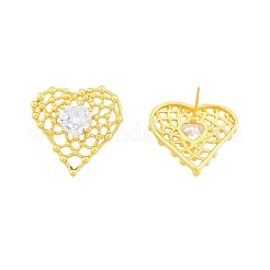 Clear Glass Heart Stud Earrings&nbsp;EJEW-G322-27MG