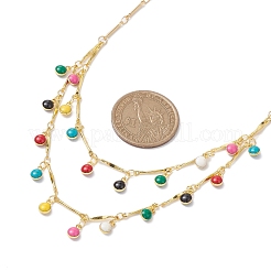 Brass Enamel Teardrop Charm Necklaces&nbsp;NJEW-JN04861