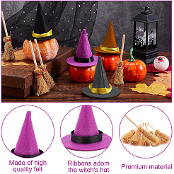 12Pcs Mini Polyester Witch Hats&nbsp;AJEW-CP0009-35B