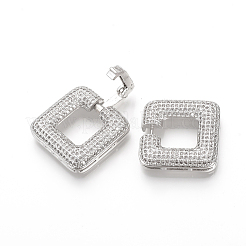 Brass Micro Pave Cubic Zirconia Fold Over Clasps&nbsp;ZIRC-S058-01P