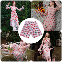 Strawberry Pattern Polyester Mesh Lace Fabric&nbsp;DIY-WH0419-42