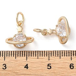 Rack Plating Brass Micro Pave Clear Cubic Zirconia Charms&nbsp;KK-D097-03G