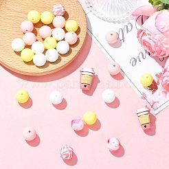30Pcs 6 Styles Round Silicone Focal Beads&nbsp;SIL-YW0001-99