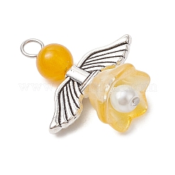 Pearlized Glass Pearl Bead Pendants&nbsp;PALLOY-JF03205-03