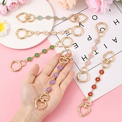 3Pcs 3 Colors Alloy Enamel Flower Link Bag Extender Chains&nbsp;HJEW-YW00098-01