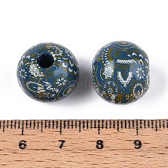 Bohemian Style Printed Schima Wood Beads&nbsp;WOOD-T032-31A