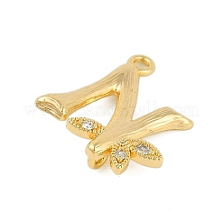 Brass Crystal Rhinestone Letter Links Connector Charms&nbsp;KK-S395-06G-N