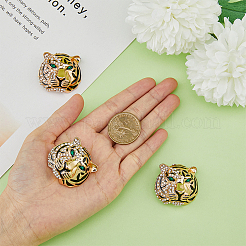 3Pcs Rhinestone Tiger Head Brooch Pin&nbsp;JEWB-HY0001-02