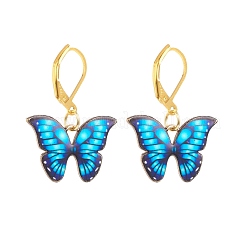 Alloy Enamel Butterfly Dangle Leverback Earrings&nbsp;EJEW-JE05045