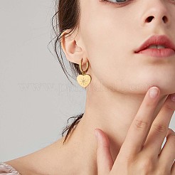 Stainless Steel Heart with Sun Dangle Hoop Earrings for Women&nbsp;JE921A