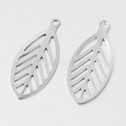 Tarnish Resistant Hollow Leaf 316 Surgical Stainless Steel Filigree Pendants&nbsp;STAS-M258-15