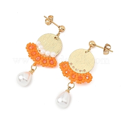 Brass Glass Seed Bead Chandelier Earrings&nbsp;EJEW-MZ00762-02