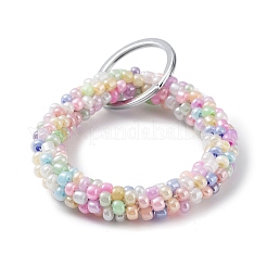 Glass Beaded Bracelet Wrist Keychain&nbsp;AJEW-Z018-01